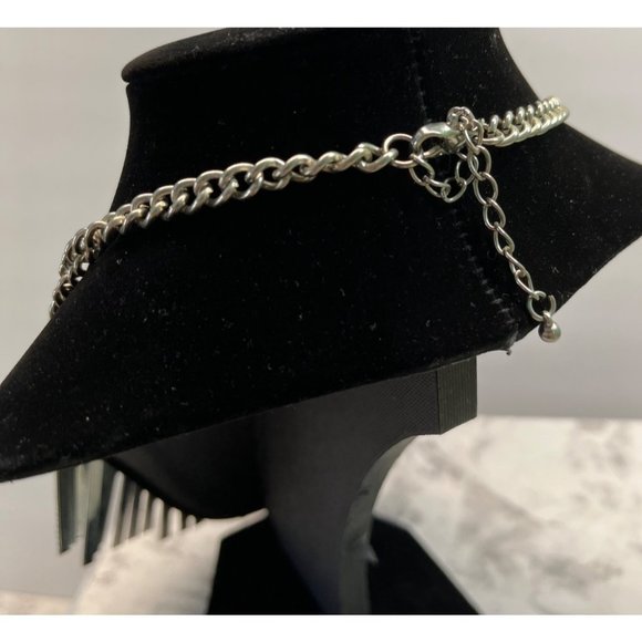 Vintage Bib Necklace Silver Tone Statement Spike Dangle Boho Tribal Textured 14" - Picture 2 of 6